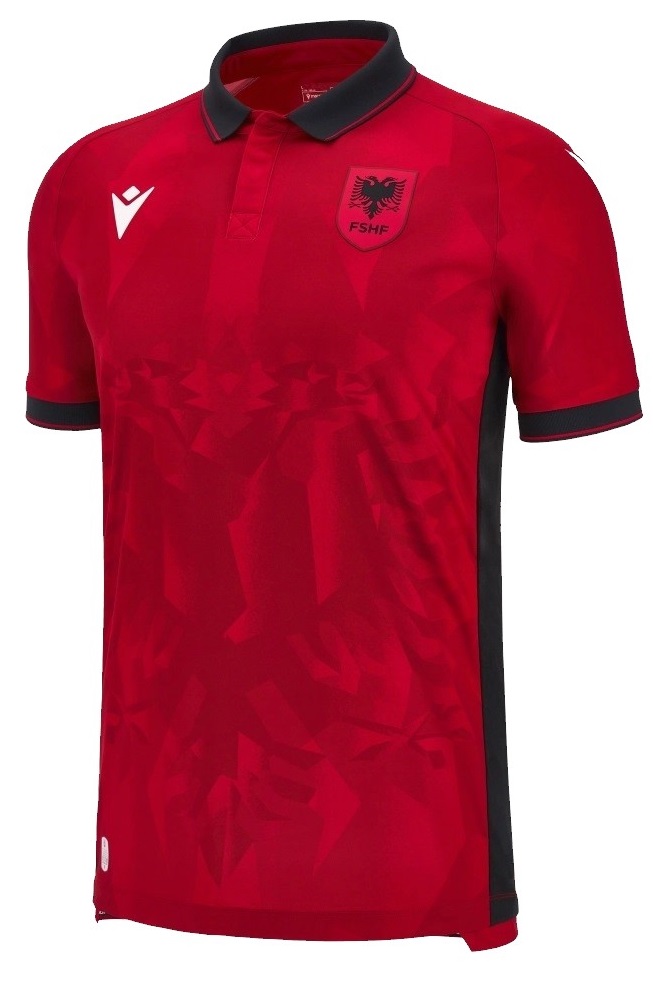 Camisa I Seleção da Albania 2023 2024 Macron oficial 
